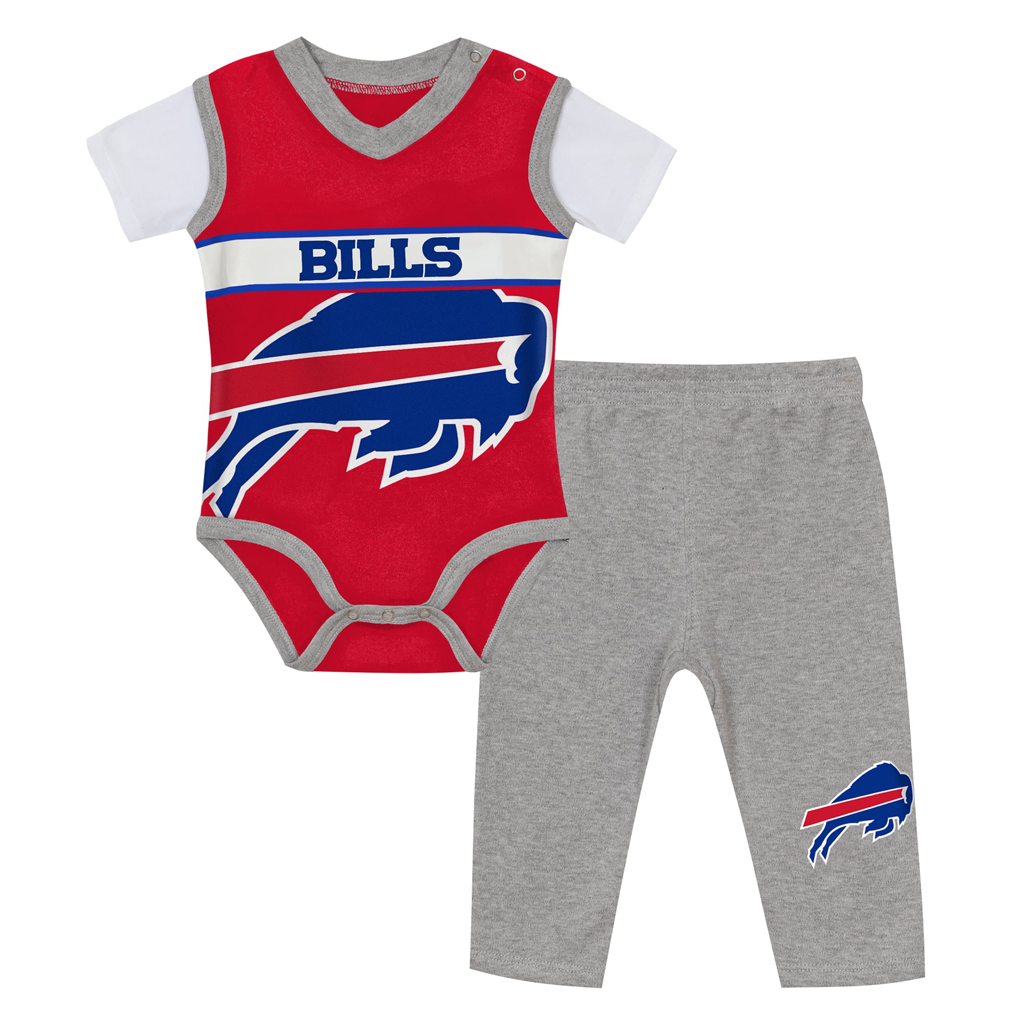 Ensemble body et pantalon deux pièces en jersey rouge/gris chiné Buffalo Bills pour bébé Outerstuff